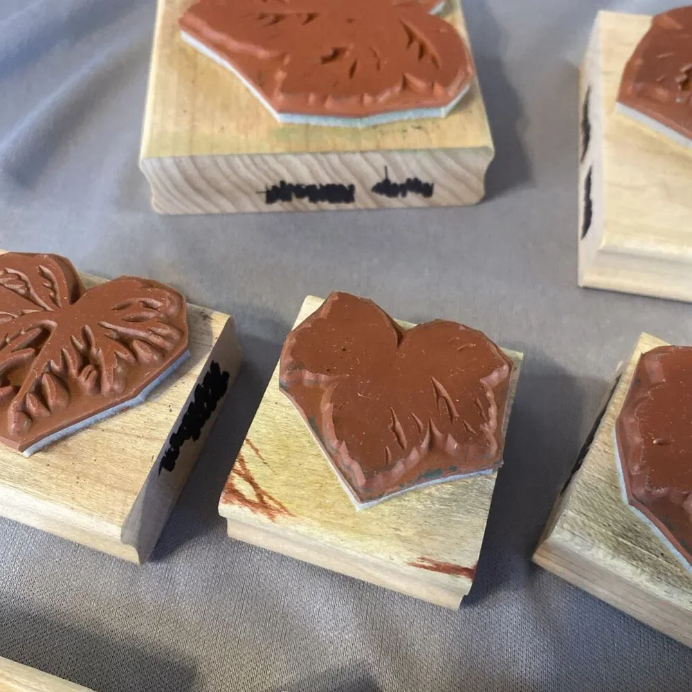 Stampin Up! Wood Rubber Stamp Set Of 12 FINE VINE Leaf Leaves Vintage